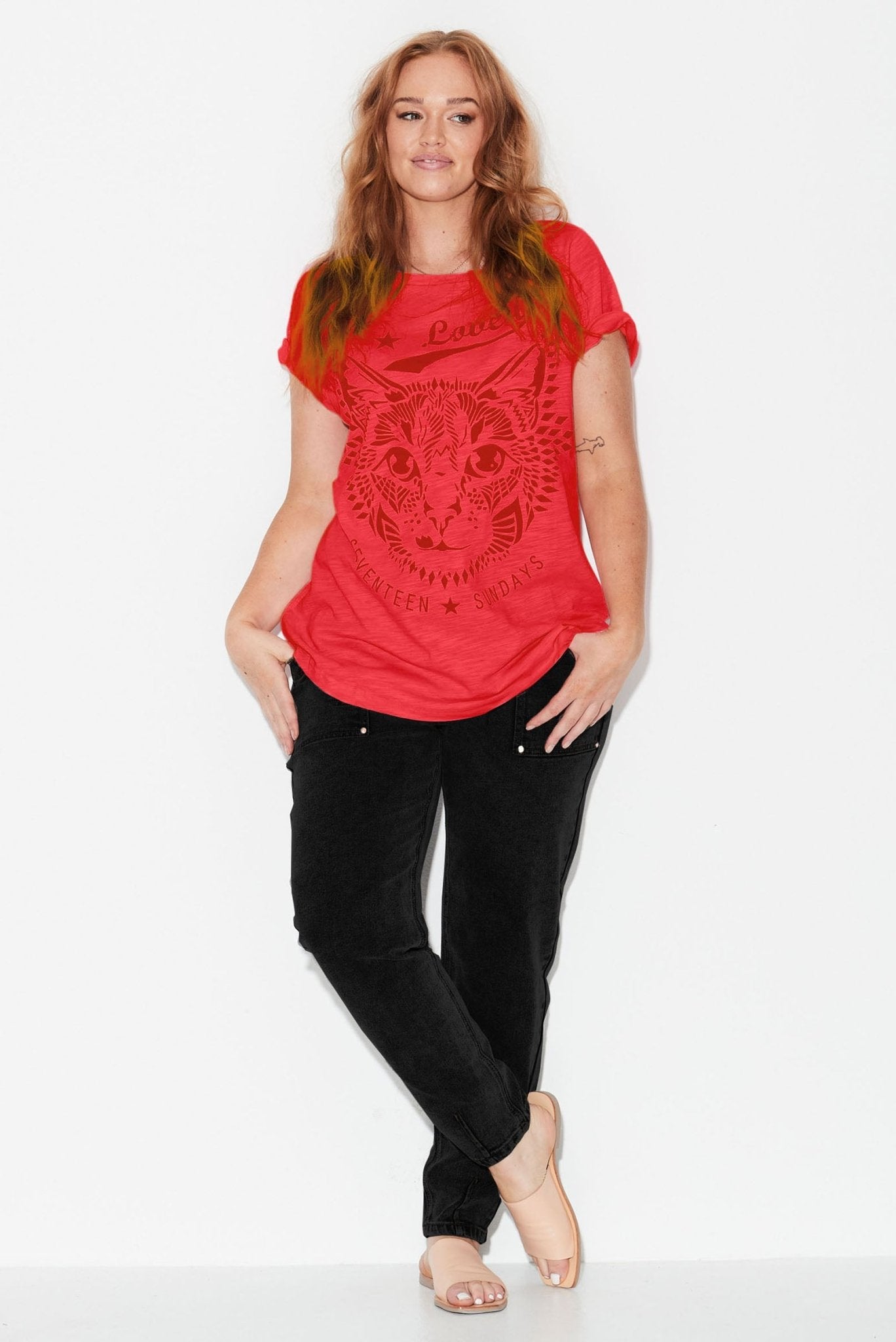 Cat Tee - Red - 17 Sundays17 SundaysCat Tee - Red