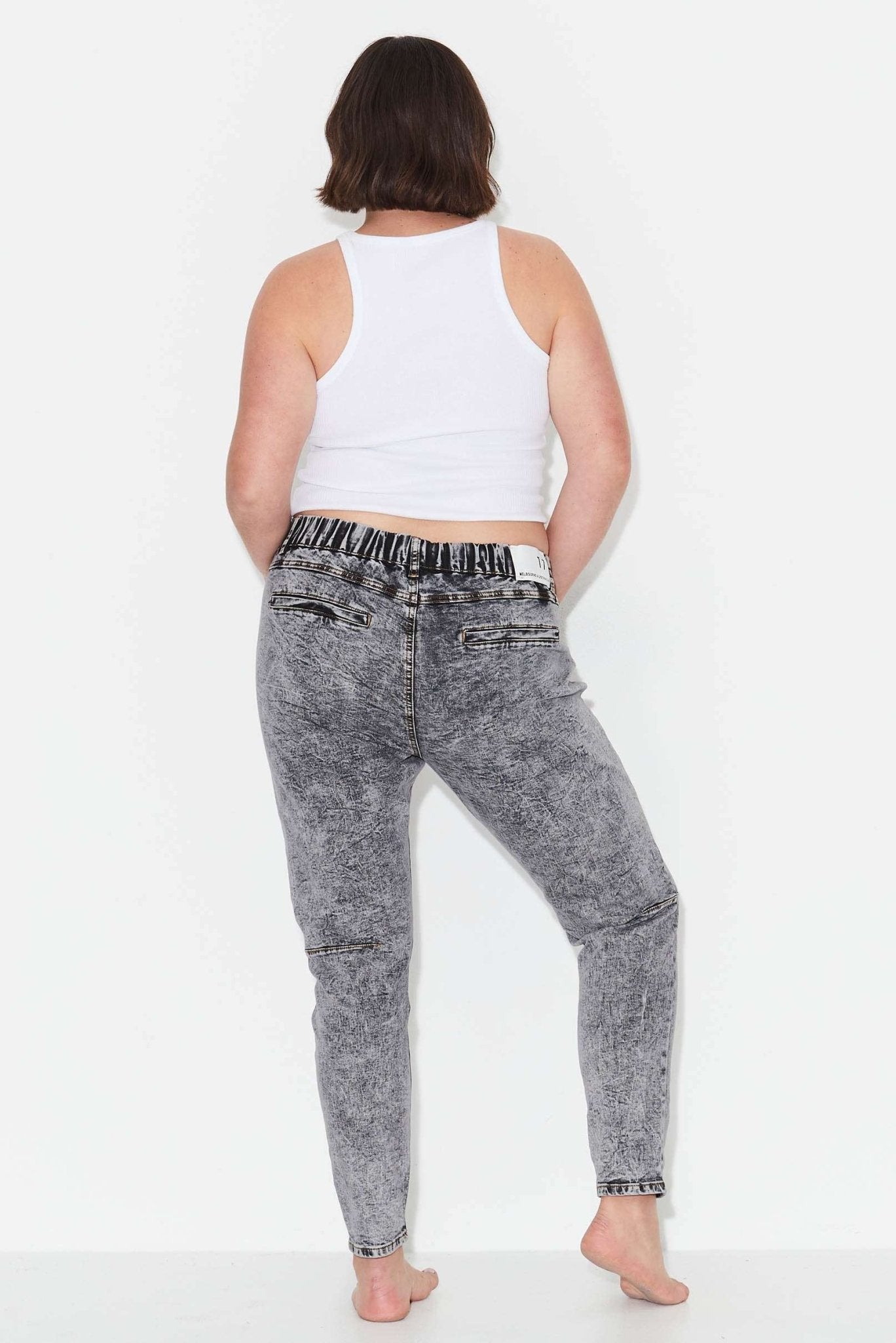 OUTSIDERS - Button Front Jeans - Grey Acid Wash - 17 Sundays17 SundaysOUTSIDERS - Button Front Jeans - Grey Acid Wash