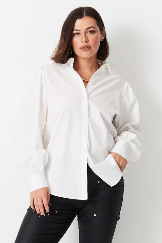 Utility Shirt - White - 17 Sundays17 SundaysBalloon Sleeve Utility Shirt - White